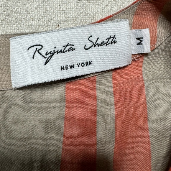 Rujuta Sheth Cotton Beige Orange Plaid Wrap Jumpsuit M - Picture 7 of 9